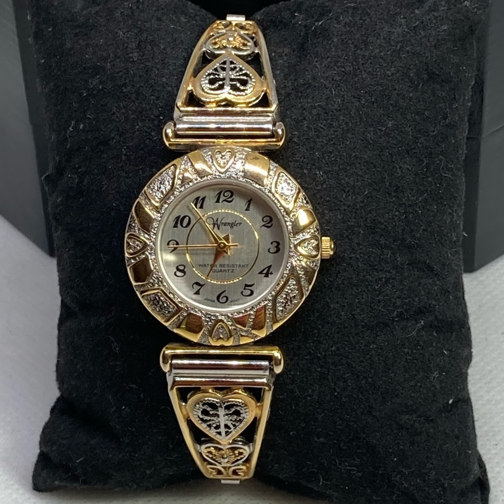 Wrangler Heart Link Ladies Watch Gold & Silver Two-Tone With Stretch Band